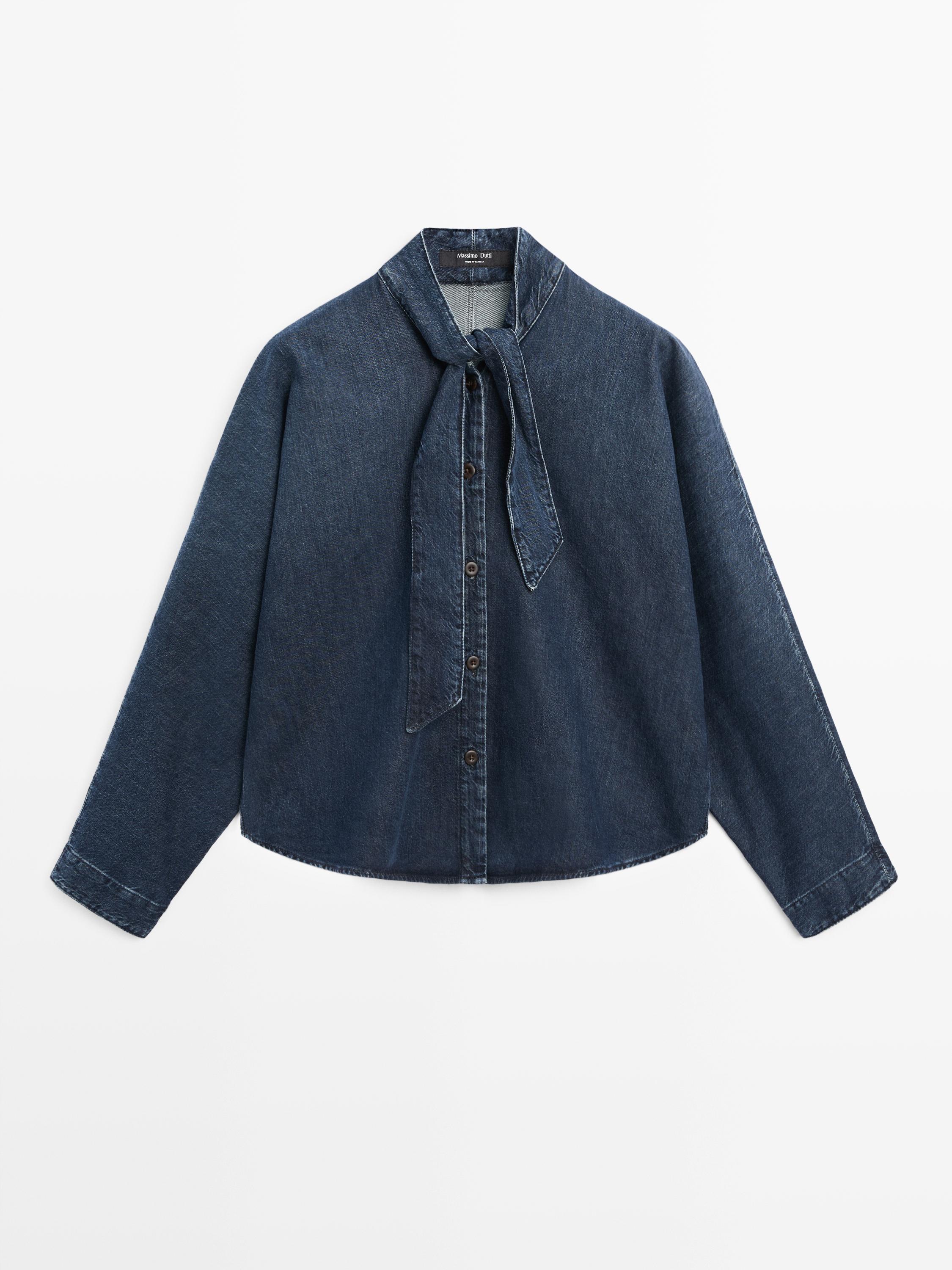 Denim shirt with collar detail